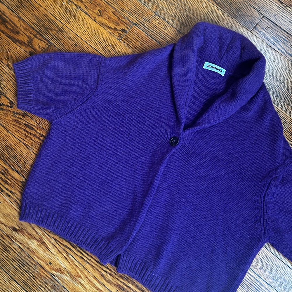Jil Sander Purple Cashmere Shawl Collar Cardigan Sweater Sz 36 / Small – Italy
